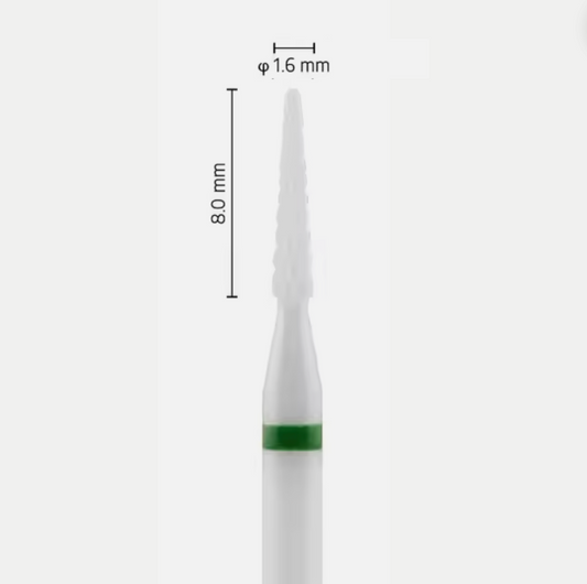 Fresa cerámica – Forma cónica – Para resinas y circonitas – Anillo verde/azul – ø ISO 023