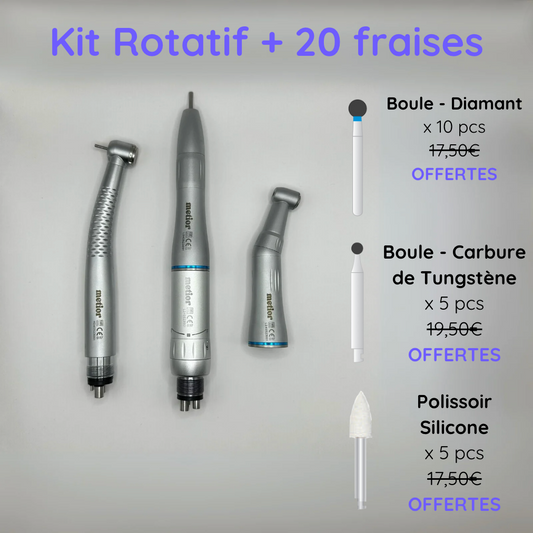 Kit rotatiu complet per a estudiants - Turbina amb LED / Peça de mà / Contraangle