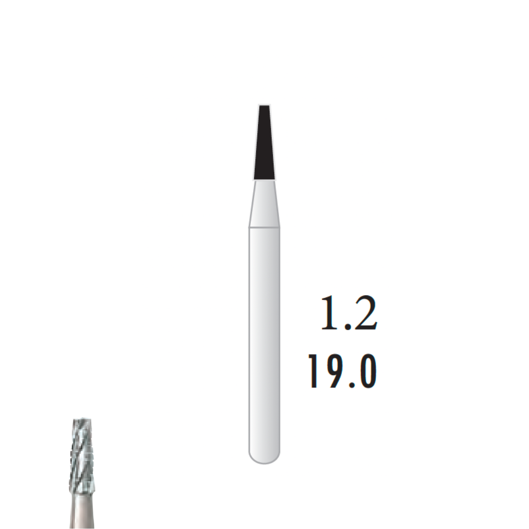 Fraise carbure de tungstène pour Turbine - FG - Forme conique - Denture croisée - ⌀ ISO 012 - 5pcs - Fraise pour Turbine - Metior - Matériel dentaire