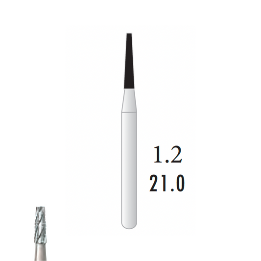 Fraise carbure de tungstène pour Turbine - FG L - Forme conique - Denture croisée - ⌀ ISO 012 - 5pcs - Fraise pour Turbine - Metior - Matériel dentaire