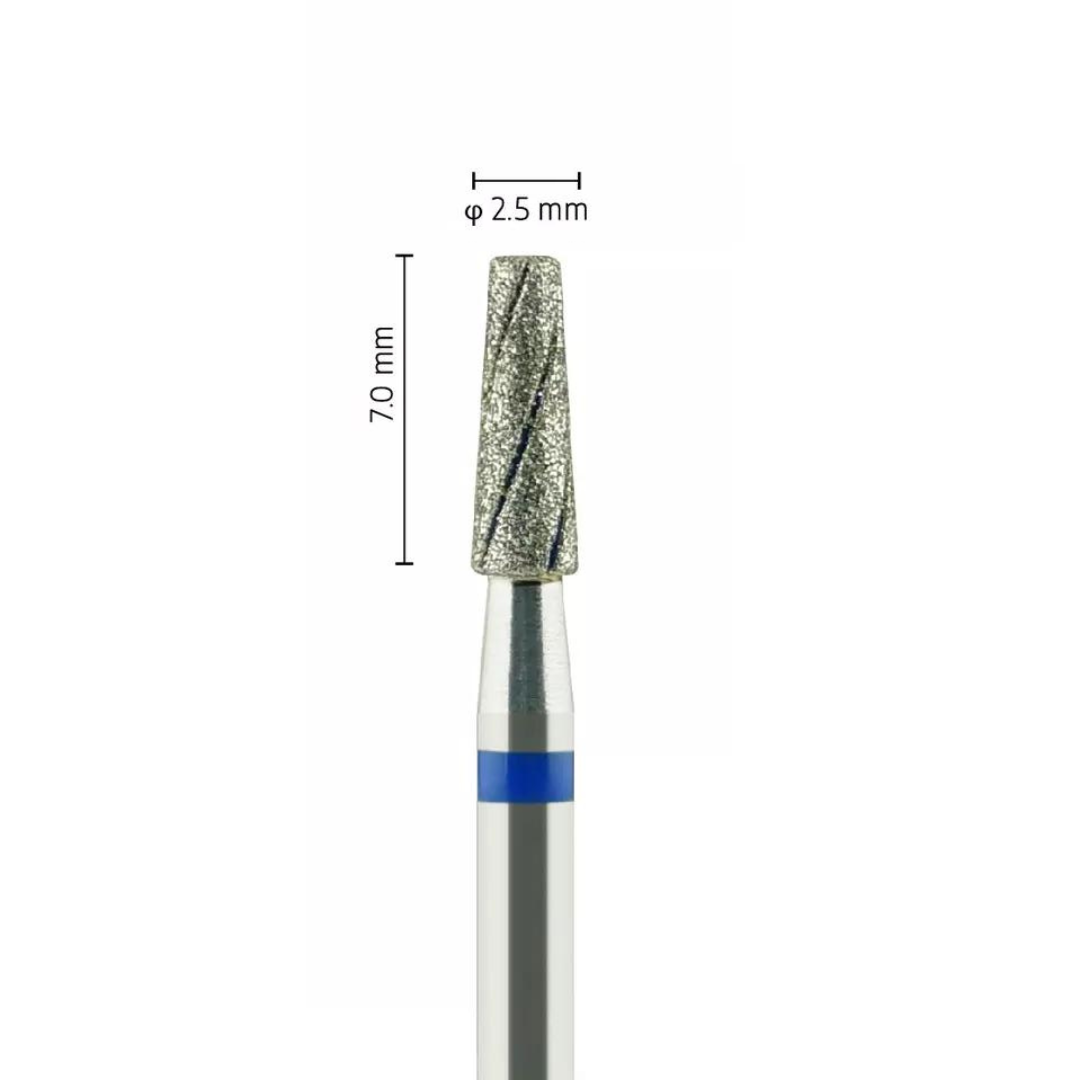 Fraise diamantée avec rainure de refroidissement - Grain normal - Forme conique - ø ISO 025 - Fraise pour Pièce à Main - Metior - Matériel dentaire