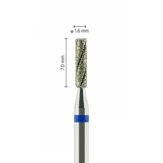 Fraise diamantée avec rainure de refroidissement - Grain moyen - Forme cylindrique - ø ISO 016 - Fraise pour Pièce à Main - Metior - Matériel dentaire