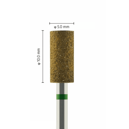 Fraise diamant fritté - Grains grossiers - Forme Cylindrique - Pour alliages métalliques et porcelaines - Bague Verte - ø ISO 050 - ISO 533 - Fraise pour Pièce à Main - Metior - Matériel dentaire