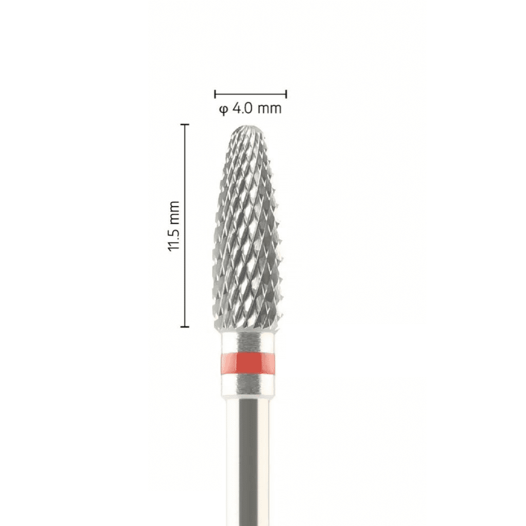 Fraise carbure tungstène – Forme balle – Pour alliages métalliques, résines et céramiques – Bague Rouge – ø ISO 040 – ISO 140 - Fraise pour Pièce à Main - Metior - Matériel dentaire