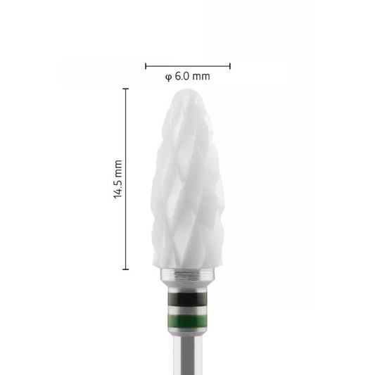 Fraise en céramique – Forme Balle – Pour résines et zircone - Croisée Double Grossière XXC – Bague Noire/Bleue – ø ISO 060 - Fraise pour Pièce à Main - Metior - Matériel dentaire