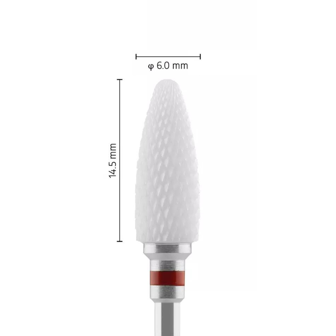 Fraise en céramique – Forme Balle – Pour résines et zircone - Croisée Extra-Fine XF – Bague Rouge – ø ISO 060 - Fraise pour Pièce à Main - Metior - Matériel dentaire