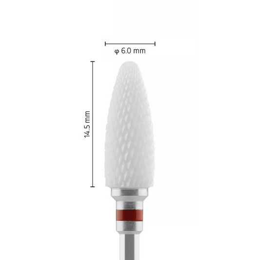 Fraise en céramique – Forme Balle – Pour résines et zircone - Croisée Extra-Fine XF – Bague Rouge – ø ISO 060 - Fraise pour Pièce à Main - Metior - Matériel dentaire