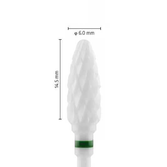 Fraise en céramique – Forme Balle – Pour résines et zircone - Croisée Extra-Grossière XC – Bague Verte – ø ISO 060 - Fraise pour Pièce à Main - Metior - Matériel dentaire