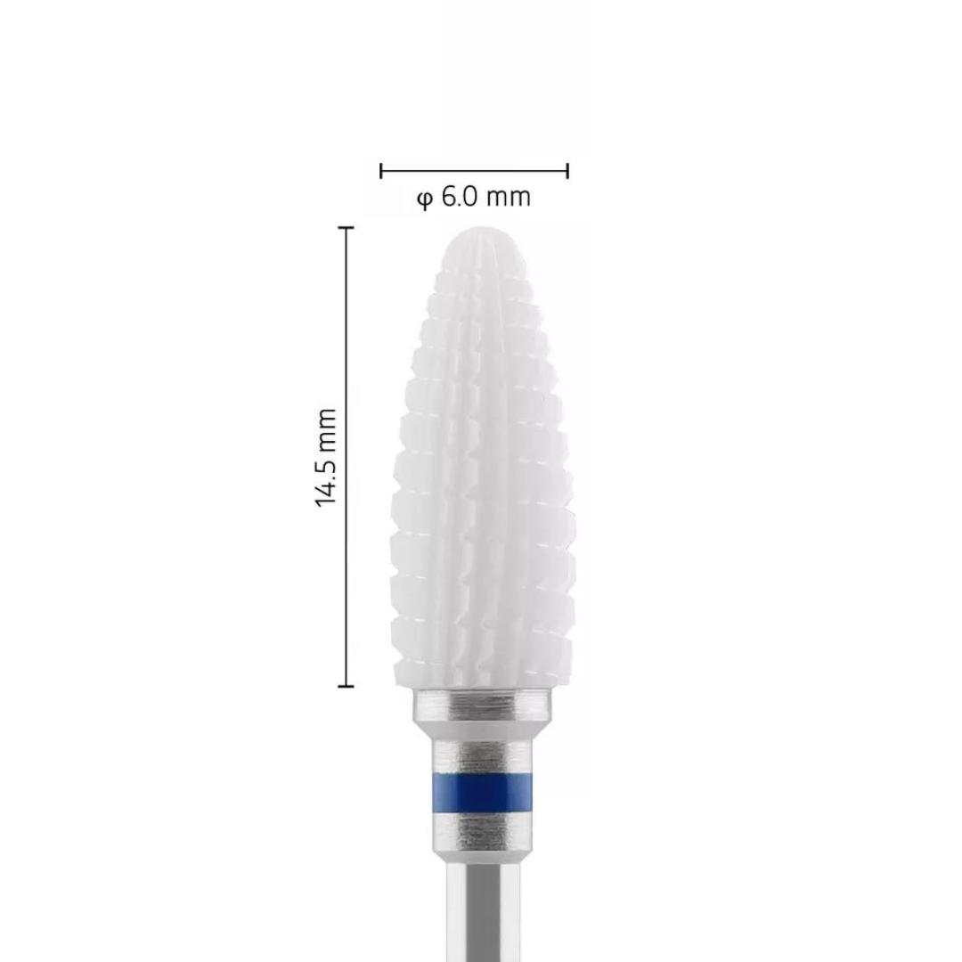 Fraise en céramique – Forme Balle – Pour résines et zircone - Simple transversale normale M – Bague Bleue – ø ISO 060 - Fraise pour Pièce à Main - Metior - Matériel dentaire