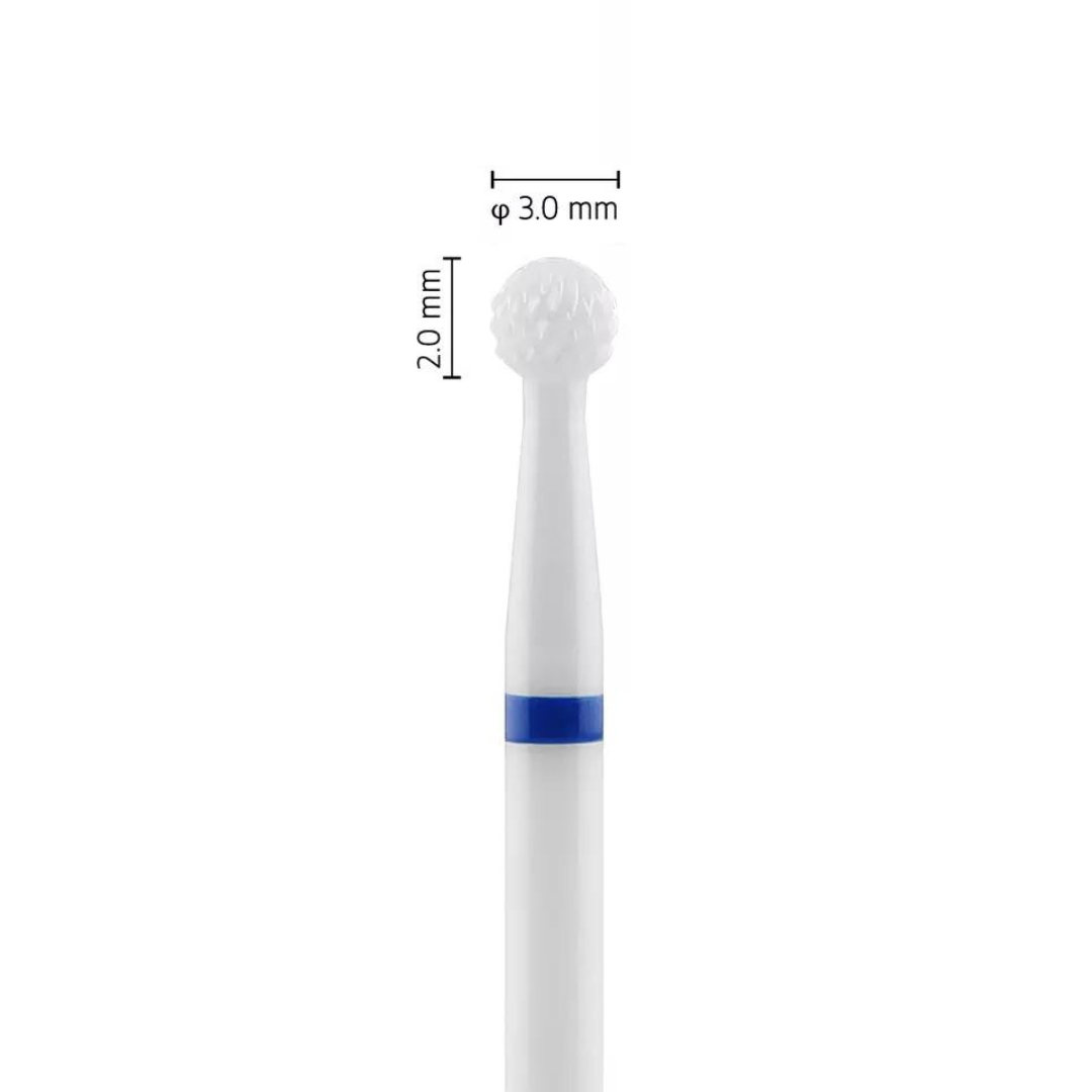 Fraise en céramique – Forme Boule – Pour résines et zircone - Croisée Normale M – Bague Bleue – ø ISO 030 - Fraise pour Pièce à Main - Metior - Matériel dentaire