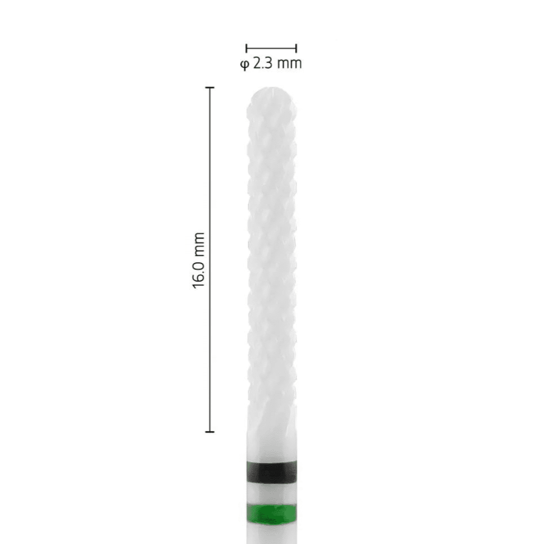 Fraise en céramique – Forme Cylindrique bout rond – Pour résines et zircone – Bague Noire/Verte – ø ISO 023 - Fraise pour Pièce à Main - Metior - Matériel dentaire