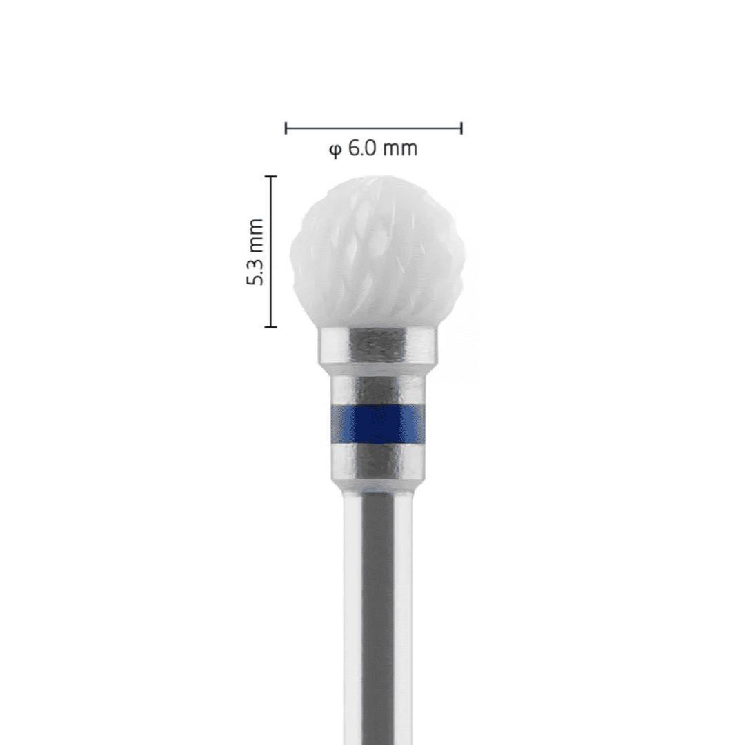 Fraise en céramique – Forme Boule – Pour résines et zircone – Bague Bleue – ø ISO 060 - Fraise pour Pièce à Main - Metior - Matériel dentaire