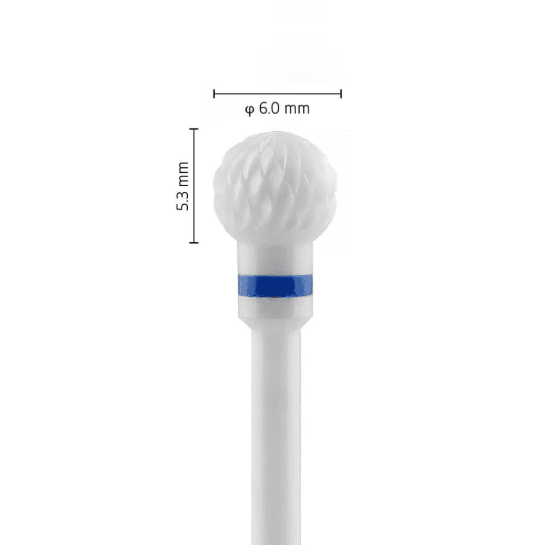 Fraise en céramique – Forme Boule – Pour résines et zircone – Bague Bleue – ø ISO 060 - Fraise pour Pièce à Main - Metior - Matériel dentaire