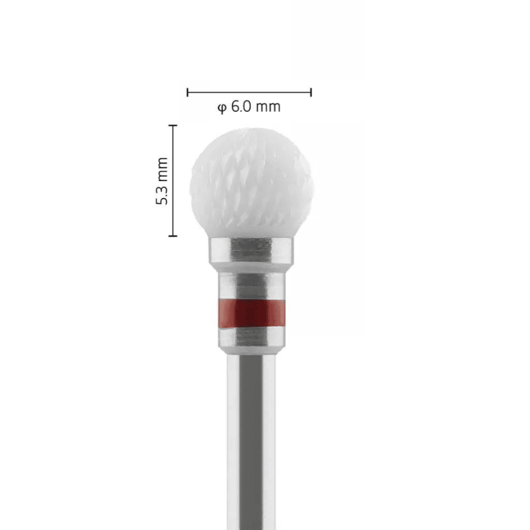 Fraise en céramique – Forme Boule – Pour résines et zircone – Bague Rouge – ø ISO 060 - Fraise pour Pièce à Main - Metior - Matériel dentaire