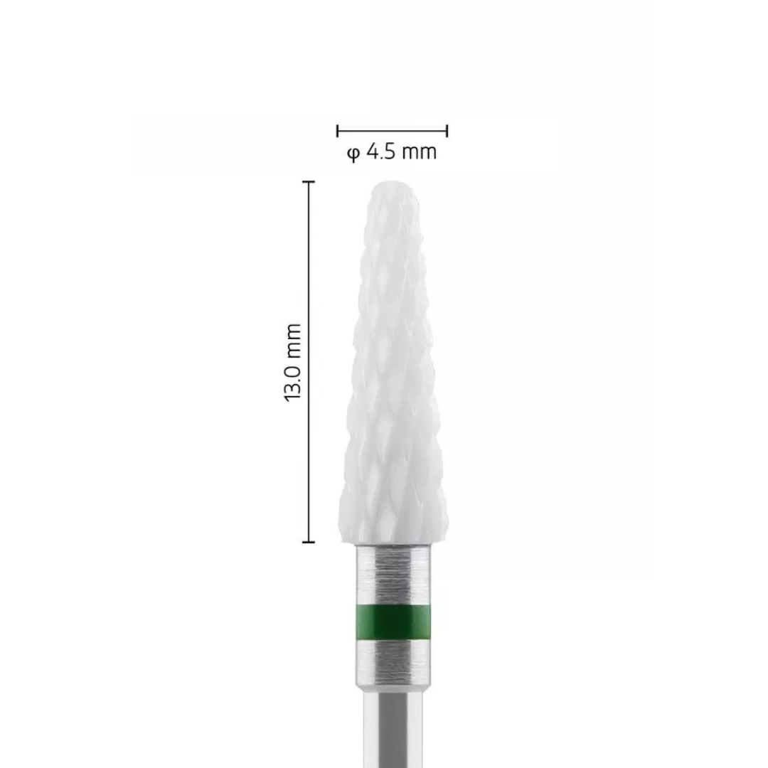 Fraise en céramique – Forme Conique bout rond – Pour résines et zircone - Croisée Extra-Grossière XC – Bague Verte – ø ISO 045 - Fraise pour Pièce à Main - Metior - Matériel dentaire