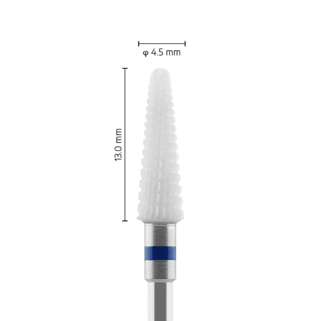 Fraise en céramique – Forme Conique bout rond – Pour résines et zircone – Bague Bleue – ø ISO 045 - Fraise pour Pièce à Main - Metior - Matériel dentaire