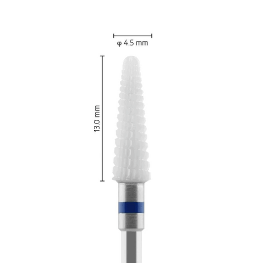 Fraise en céramique – Forme Conique bout rond – Pour résines et zircone – Bague Bleue – ø ISO 045 - Fraise pour Pièce à Main - Metior - Matériel dentaire