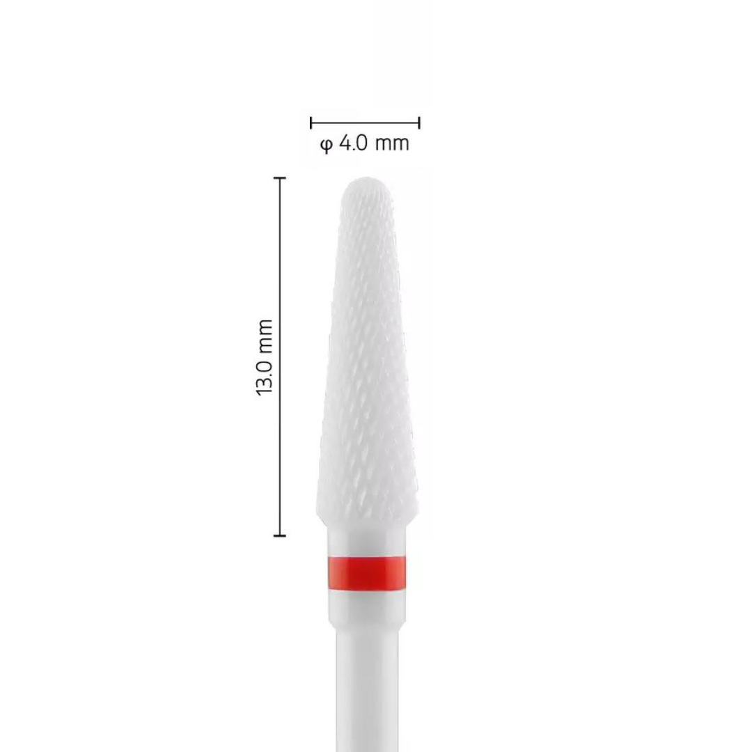 Fraise en céramique – Forme Conique bout rond – Pour résines et zircone – Bague Rouge – ø ISO 040 - Fraise pour Pièce à Main - Metior - Matériel dentaire