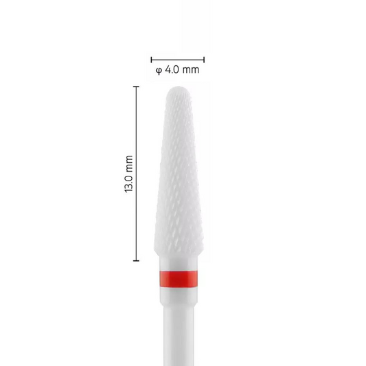 Fraise en céramique – Forme Conique bout rond – Pour résines et zircone – Bague Rouge – ø ISO 040 - Fraise pour Pièce à Main - Metior - Matériel dentaire
