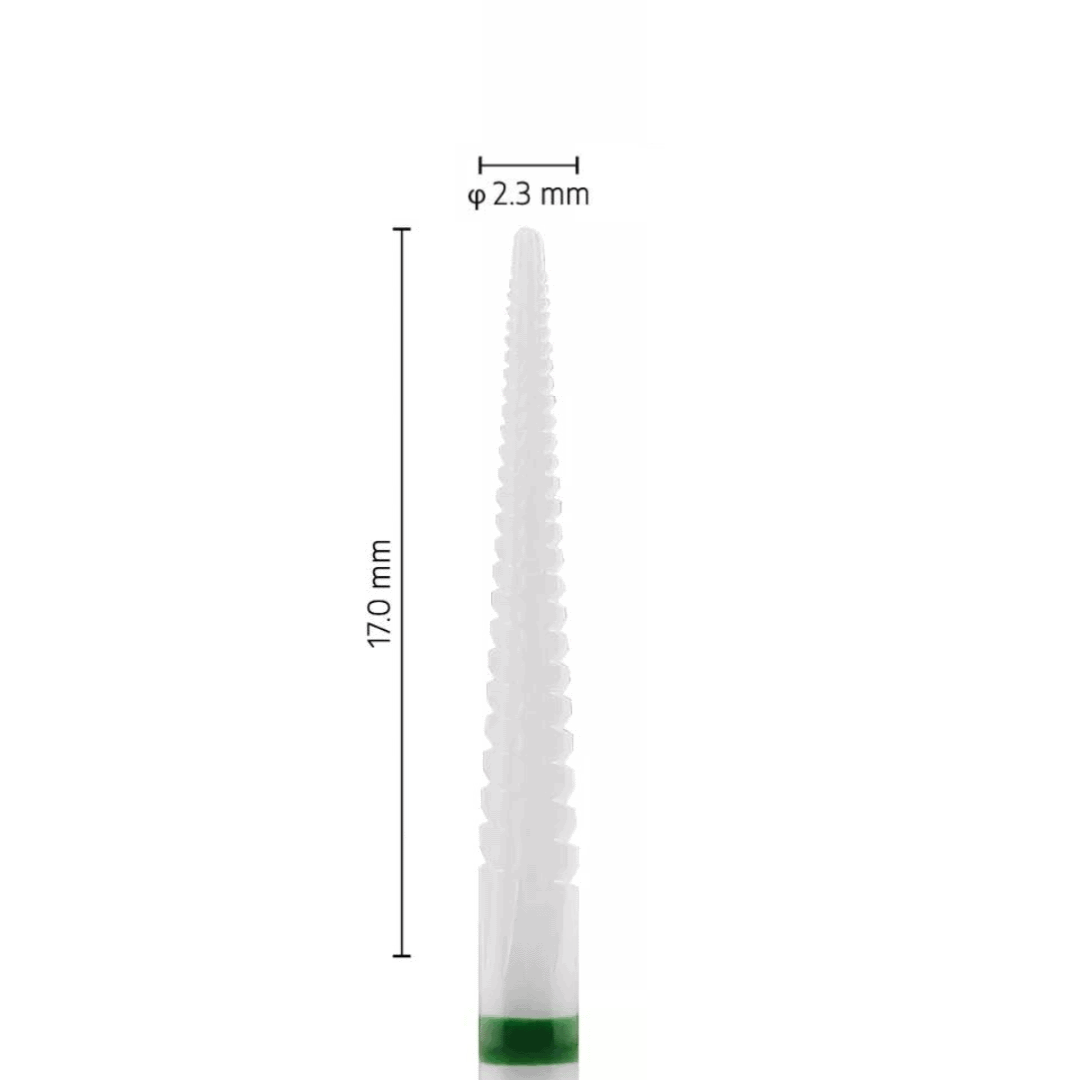 Fraise en céramique – Forme Conique bout rond – Pour résines et zircone – Bague Verte – ø ISO 023 - Fraise pour Pièce à Main - Metior - Matériel dentaire