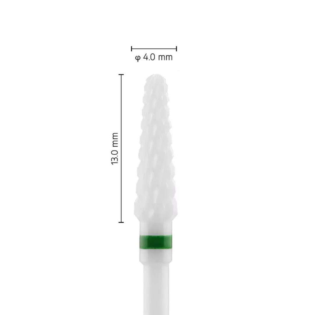 Fraise en céramique – Forme Conique bout rond – Pour résines et zircone - Croisée extra-grossière XC – Bague Verte – ø ISO 040 - Fraise pour Pièce à Main - Metior - Matériel dentaire