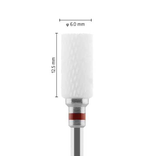 Fraise en céramique – Forme Cylindrique – Pour résines et zircone – Bague Rouge – ø ISO 060 - Fraise pour Pièce à Main - Metior - Matériel dentaire