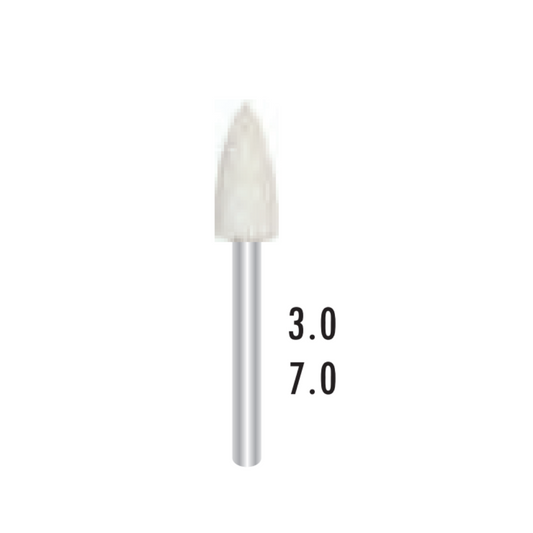 Polissoirs silicone pour céramique - Turbine FG - Blanc Grossier - Forme Flamme - ⌀ ISO 030 - 5pcs - Fraise pour Contre-Angle - Metior - Matériel dentaire