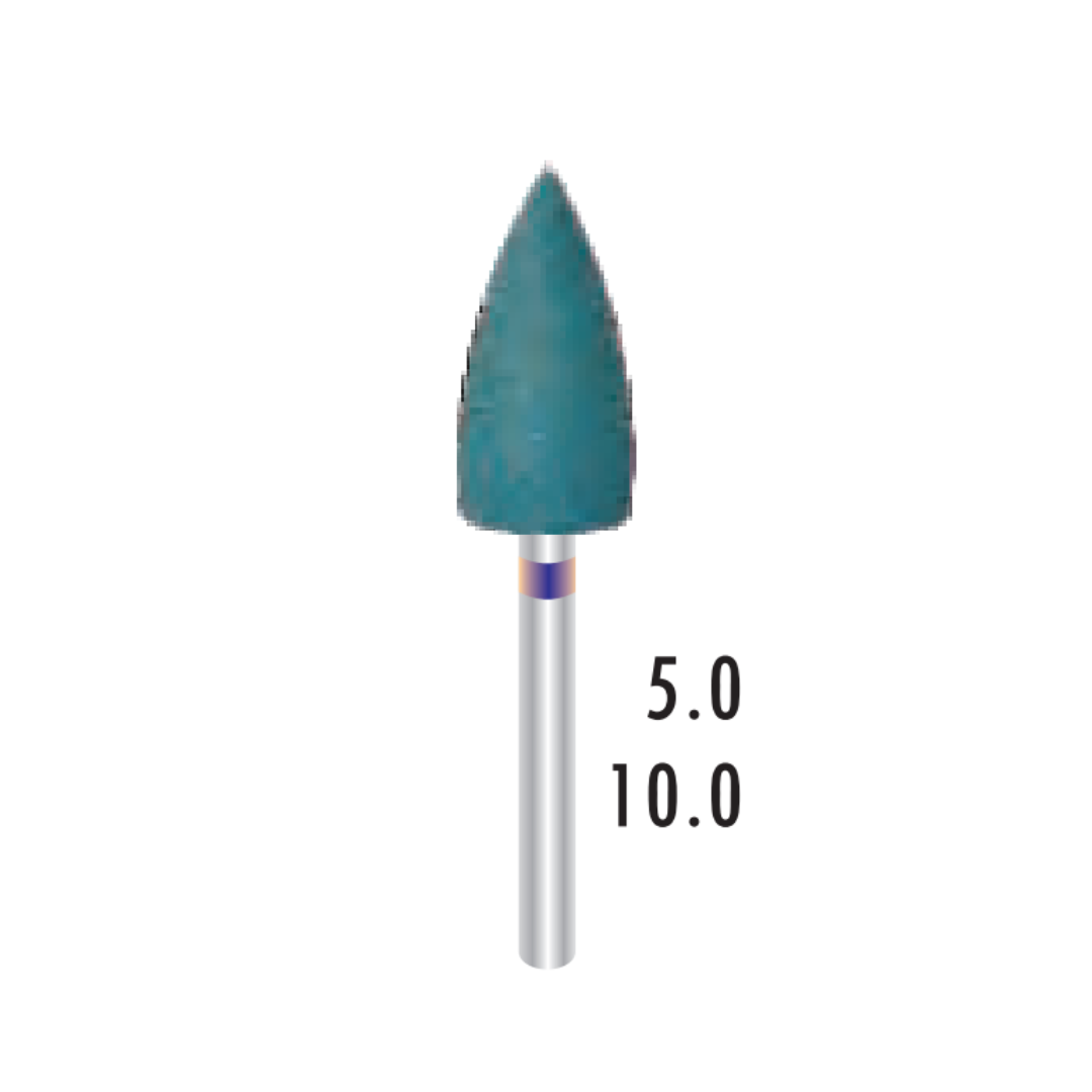 Polissoirs diamant pour céramique / Zircone - Turbine FG - Bleu Moyen - Forme Flamme - ⌀ ISO 050 - 5pcs - Fraise pour Contre-Angle - Metior - Matériel dentaire