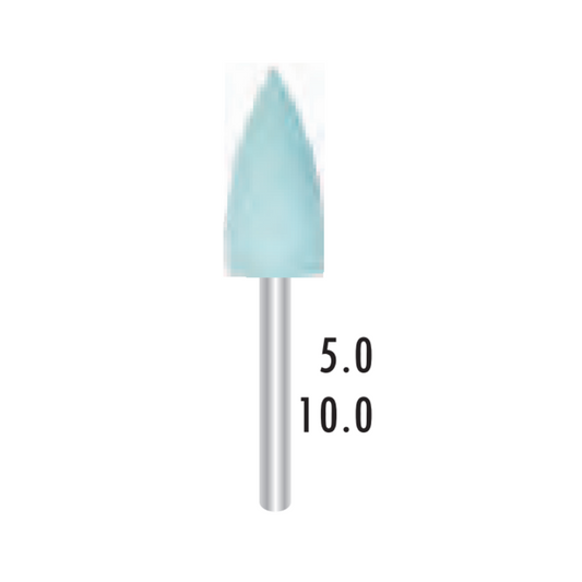 Polissoirs silicone pour céramique - Turbine FG - Bleu Fin - Forme Flamme - ⌀ ISO 050 - x5pcs